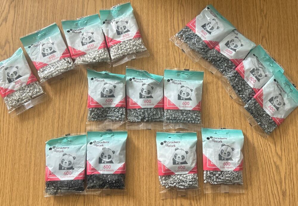 9000 Fuse Beads 5mm Black and Various Grey Gray New Sealed 15 Packs